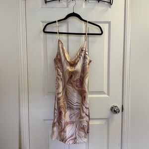 Know One Cares Satin Cowl Neck Mini Dress